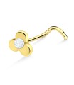 Flower With Stone Silver Curved Nose Stud NSKB-201